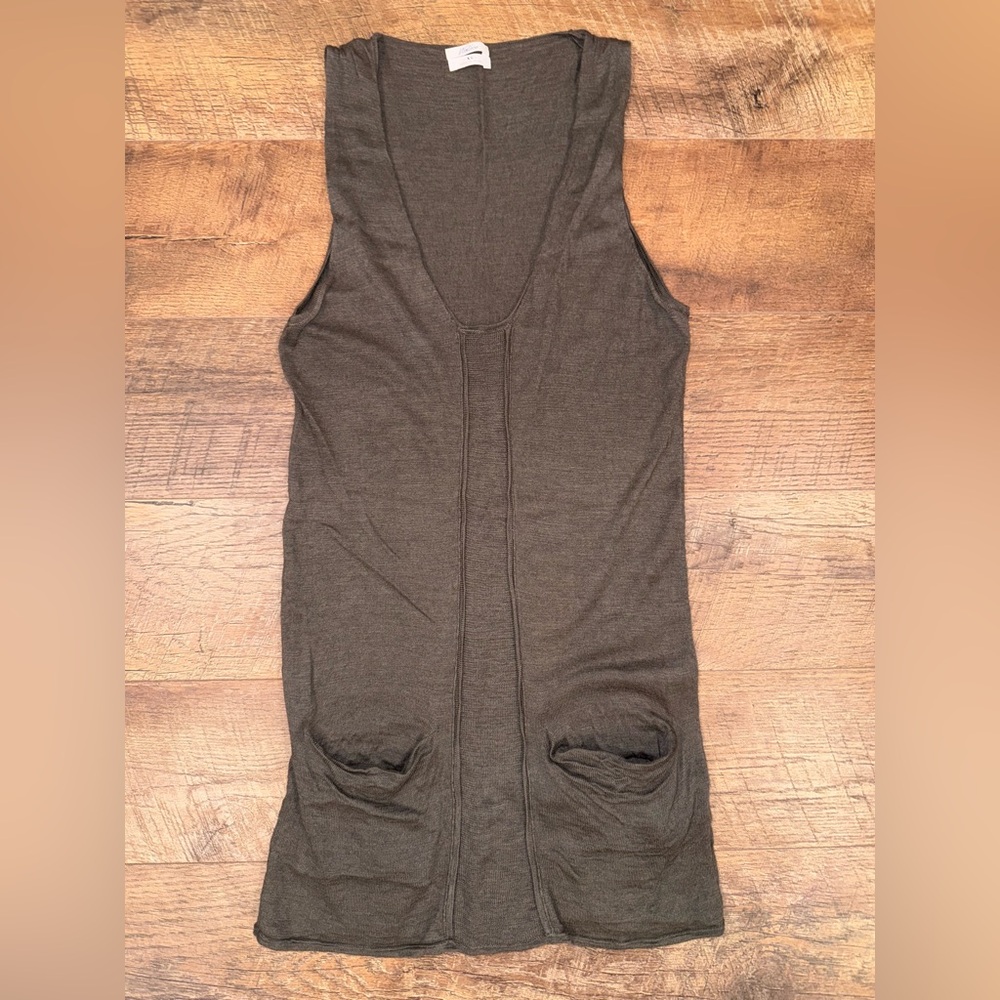 Wallace by Madewell Wool Blend Sleeveless Army / Olive Green Knit Tank Top/Tunic